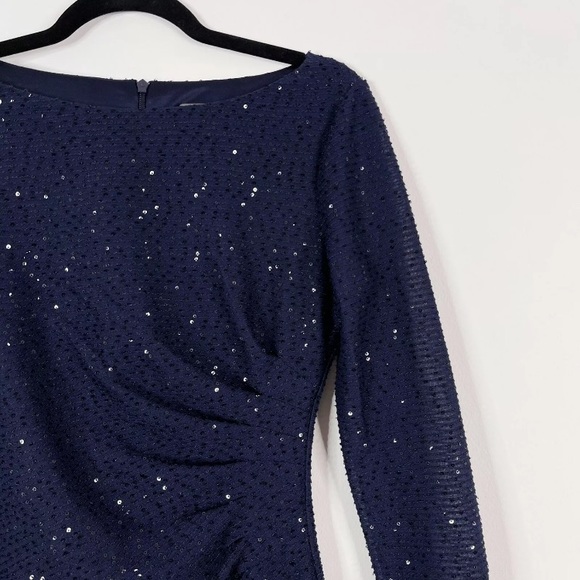 Vince Camuto Navy Sequin Sheath Cocktail Dress - Picture 3 of 7